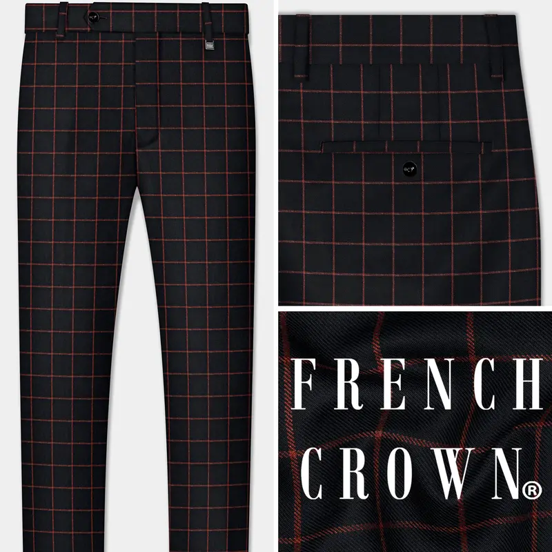 Moccaccino Brown Windowpane Tweed Pant 1