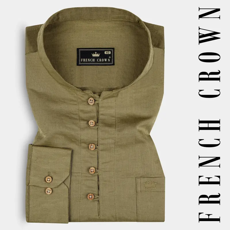Moccasin Brown Luxurious Linen Kurta Shirt 1