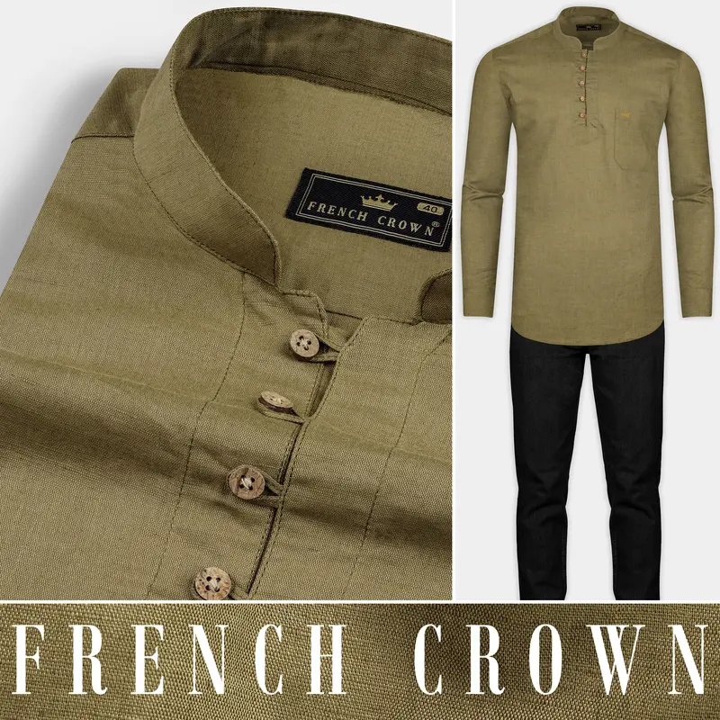 Moccasin Brown Luxurious Linen Kurta Shirt 10