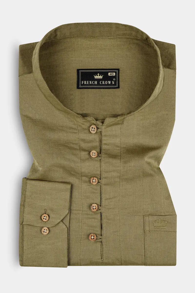 Moccasin Brown Luxurious Linen Kurta Shirt 2