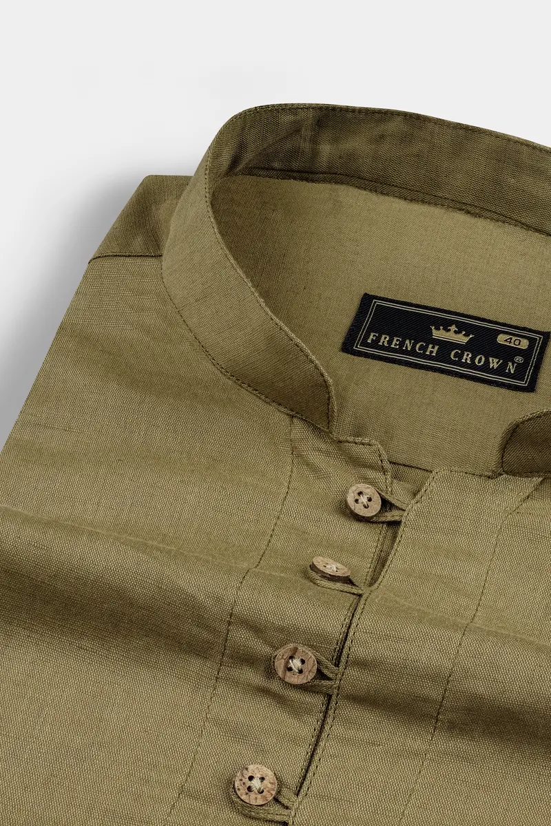 Moccasin Brown Luxurious Linen Kurta Shirt 4