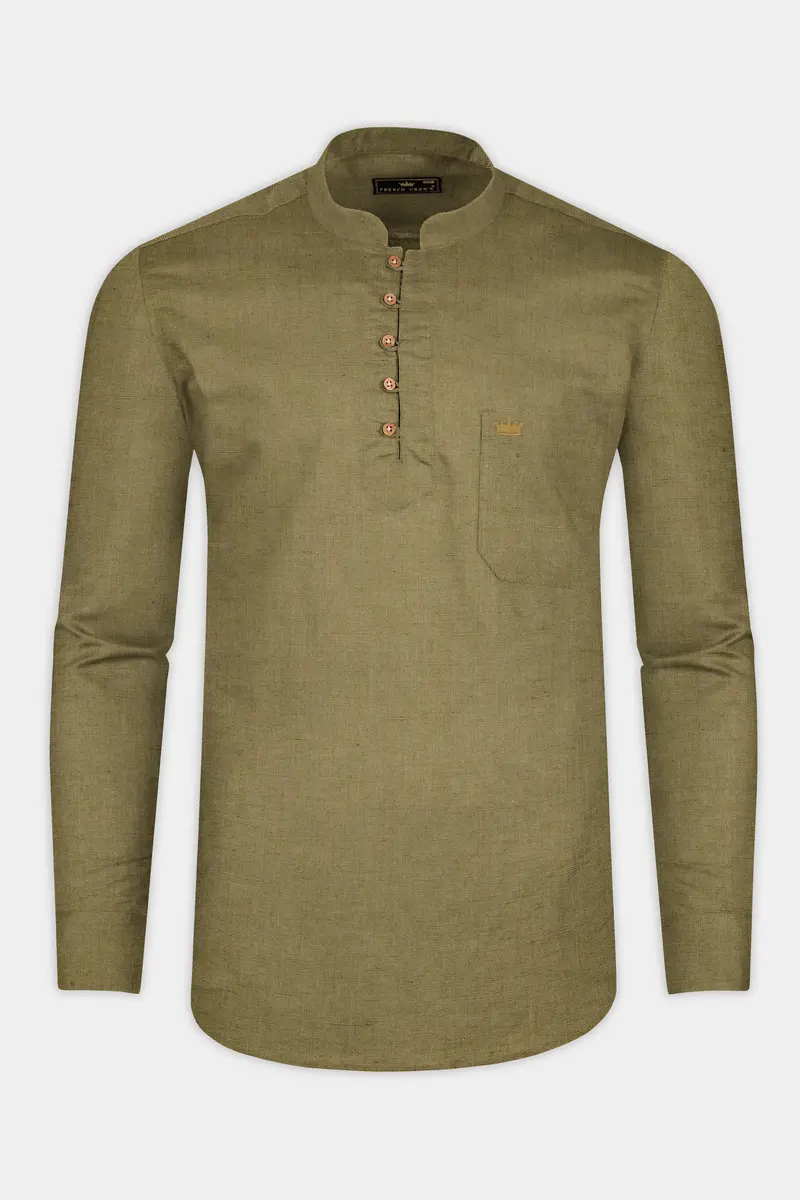 Moccasin Brown Luxurious Linen Kurta Shirt 5