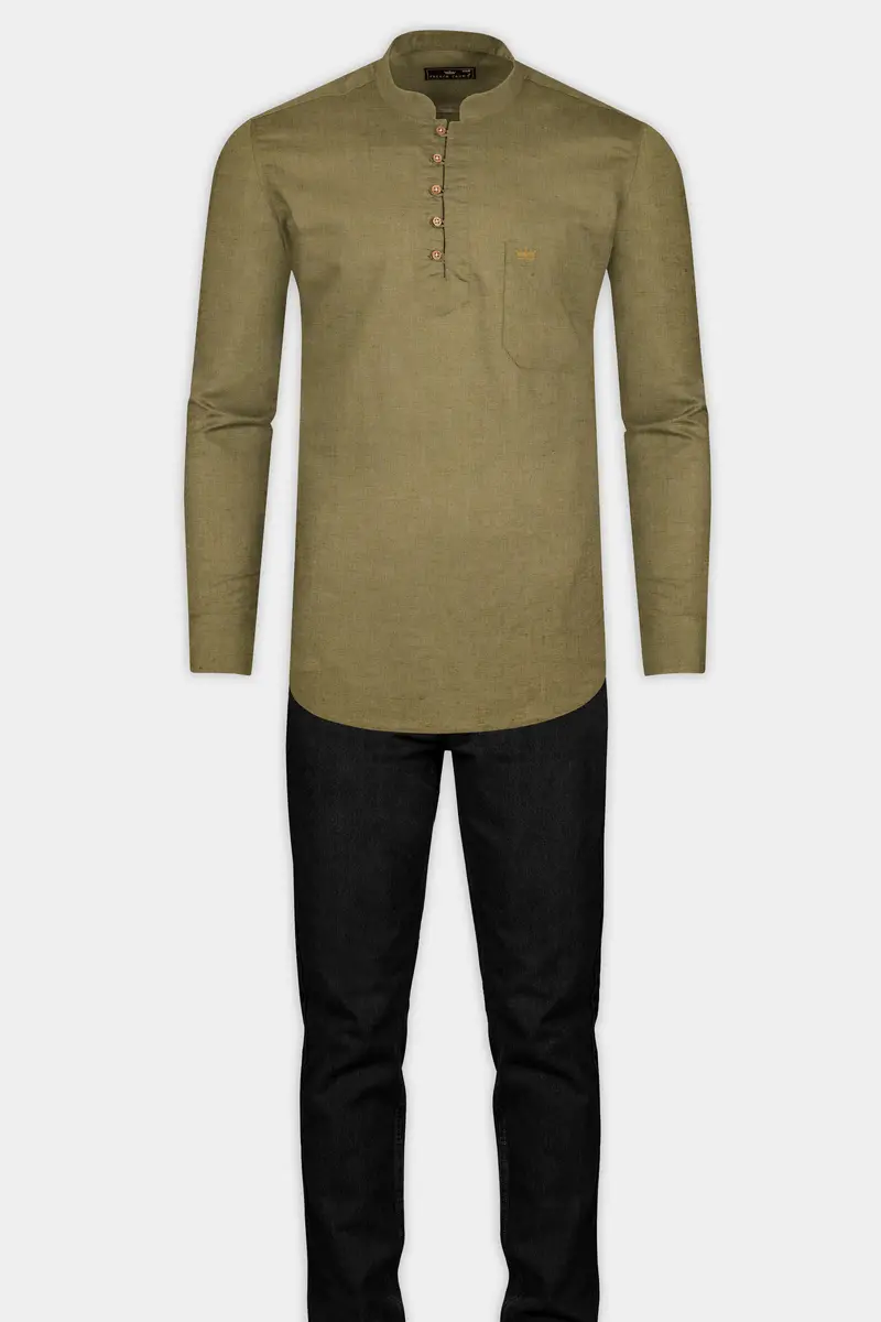 Moccasin Brown Luxurious Linen Kurta Shirt 7