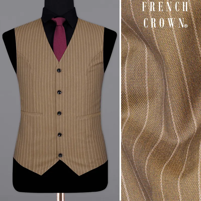 Mocha Brown Striped Waistcoat 1