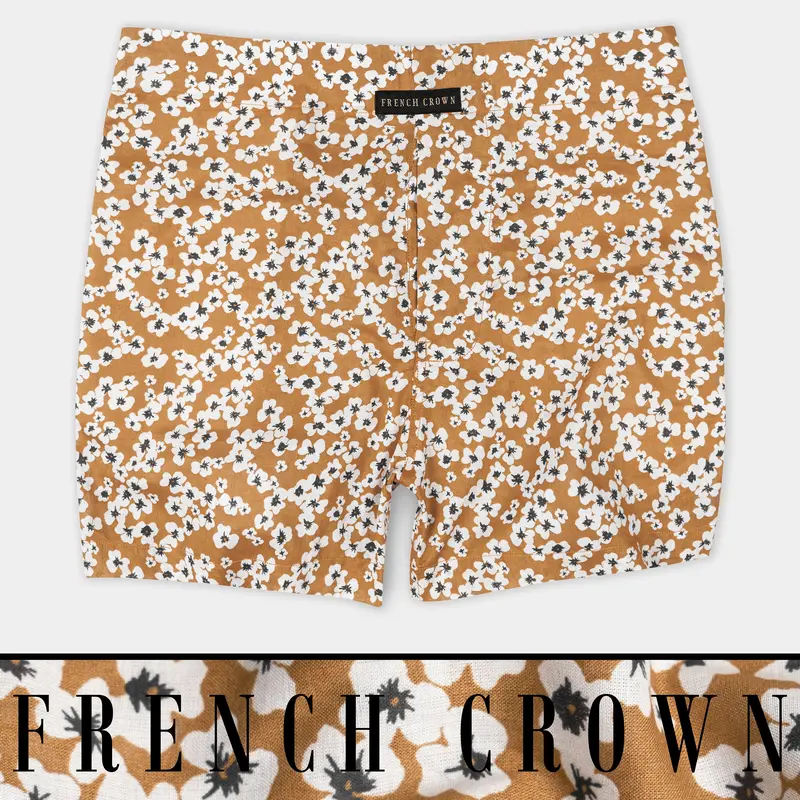 Mocha Brown With White Printed Premium Cotton Boxer 1
