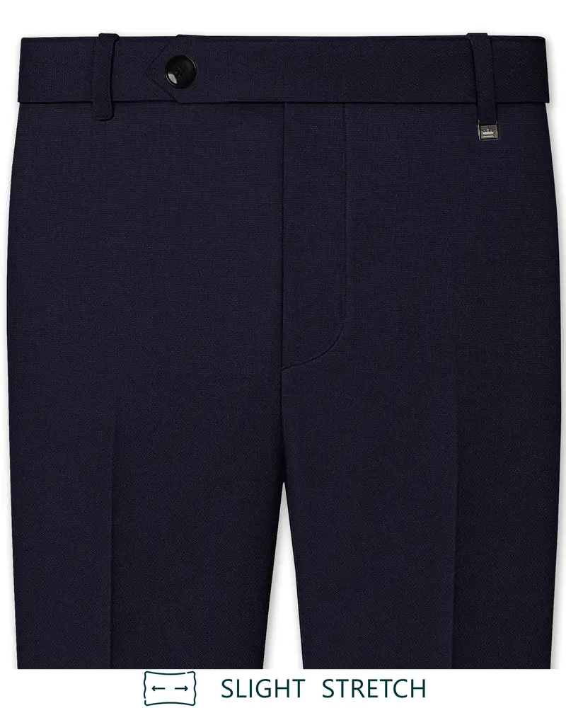 Monarch-Vulcan Blue Diamond Textured Wool Rich Slight Stretch Waistband Pant 1