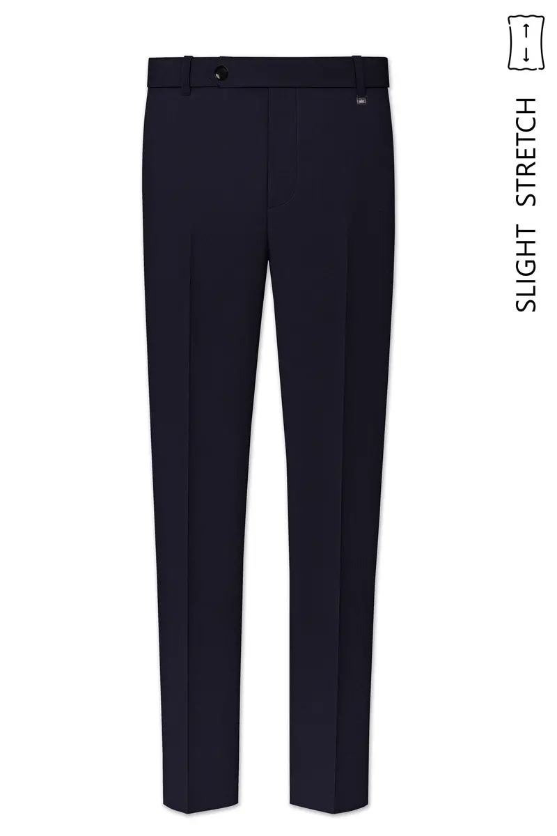 Monarch-Vulcan Blue Diamond Textured Wool Rich Slight Stretch Waistband Pant 2