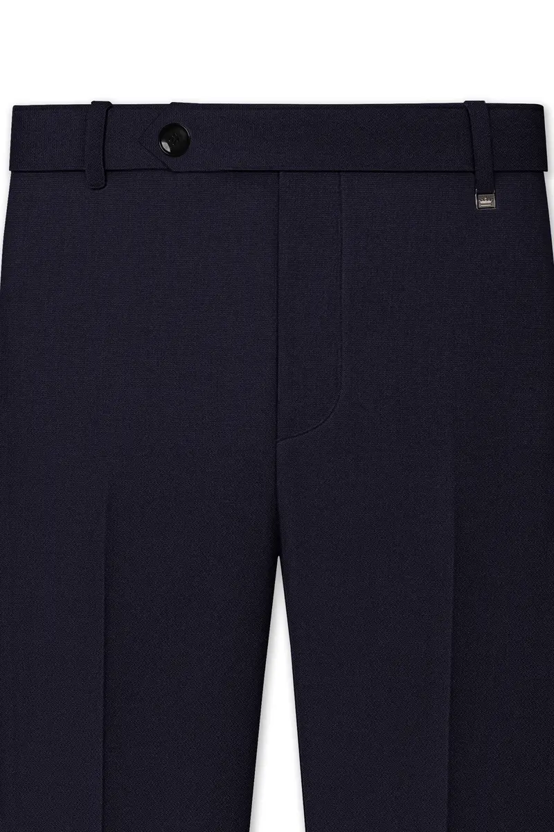 Monarch-Vulcan Blue Diamond Textured Wool Rich Slight Stretch Waistband Pant 4
