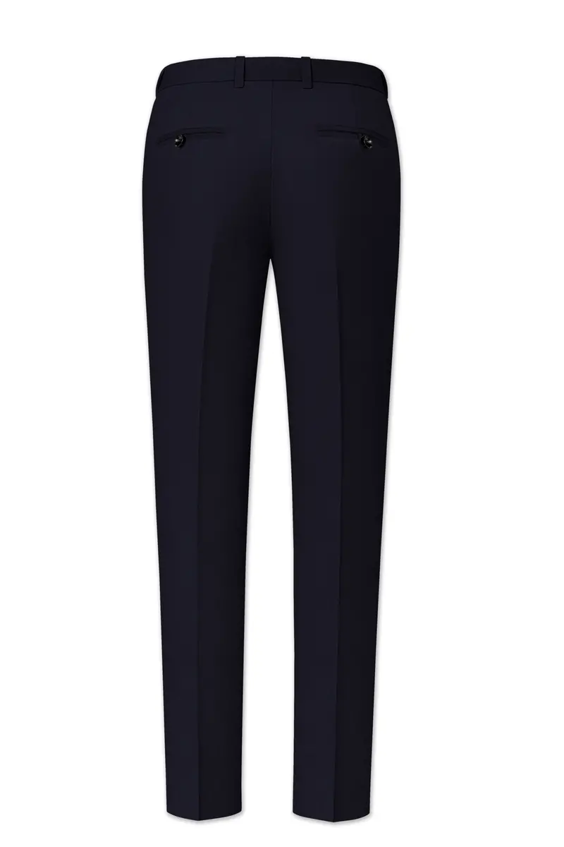 Monarch-Vulcan Blue Diamond Textured Wool Rich Slight Stretch Waistband Pant 5