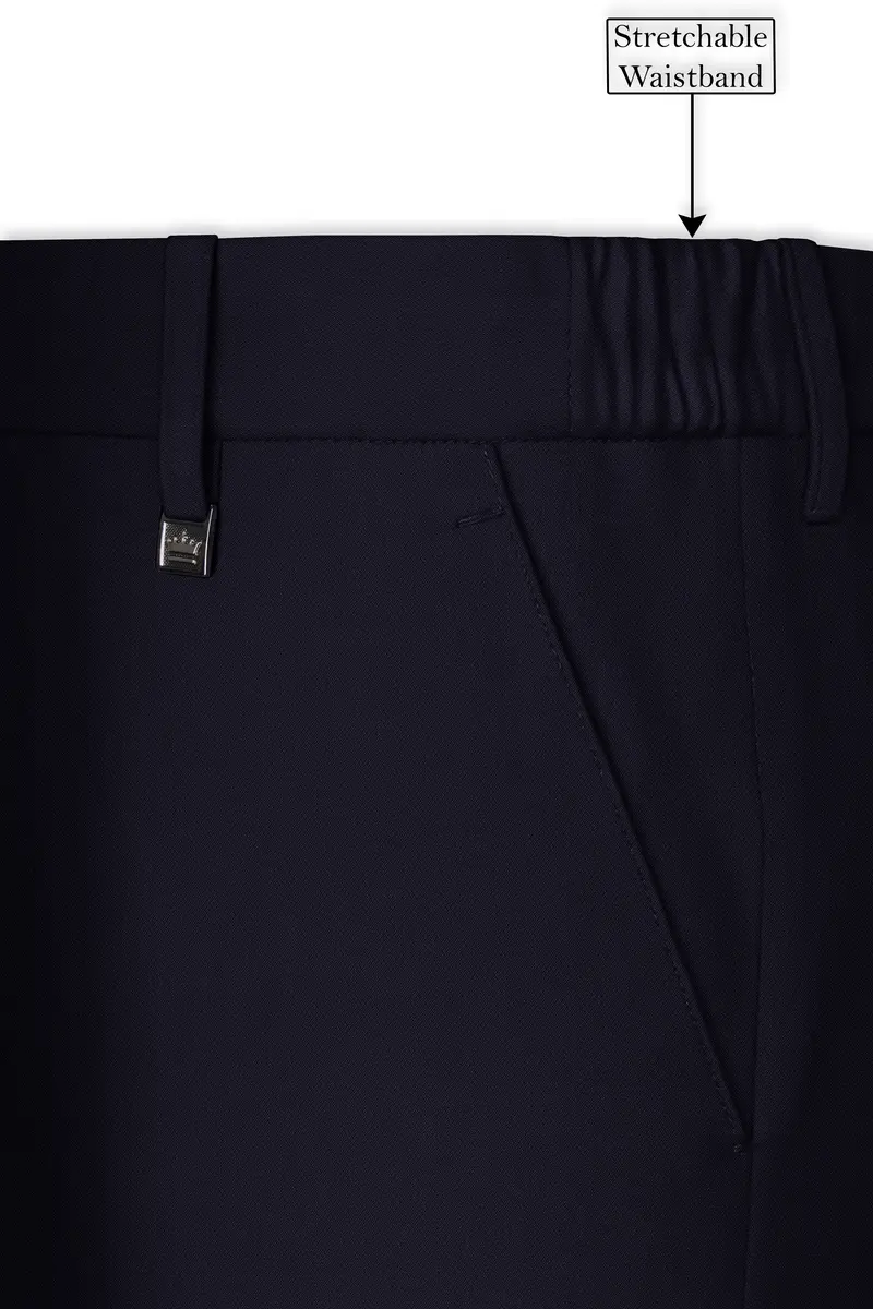 Monarch-Vulcan Blue Diamond Textured Wool Rich Slight Stretch Waistband Pant 6