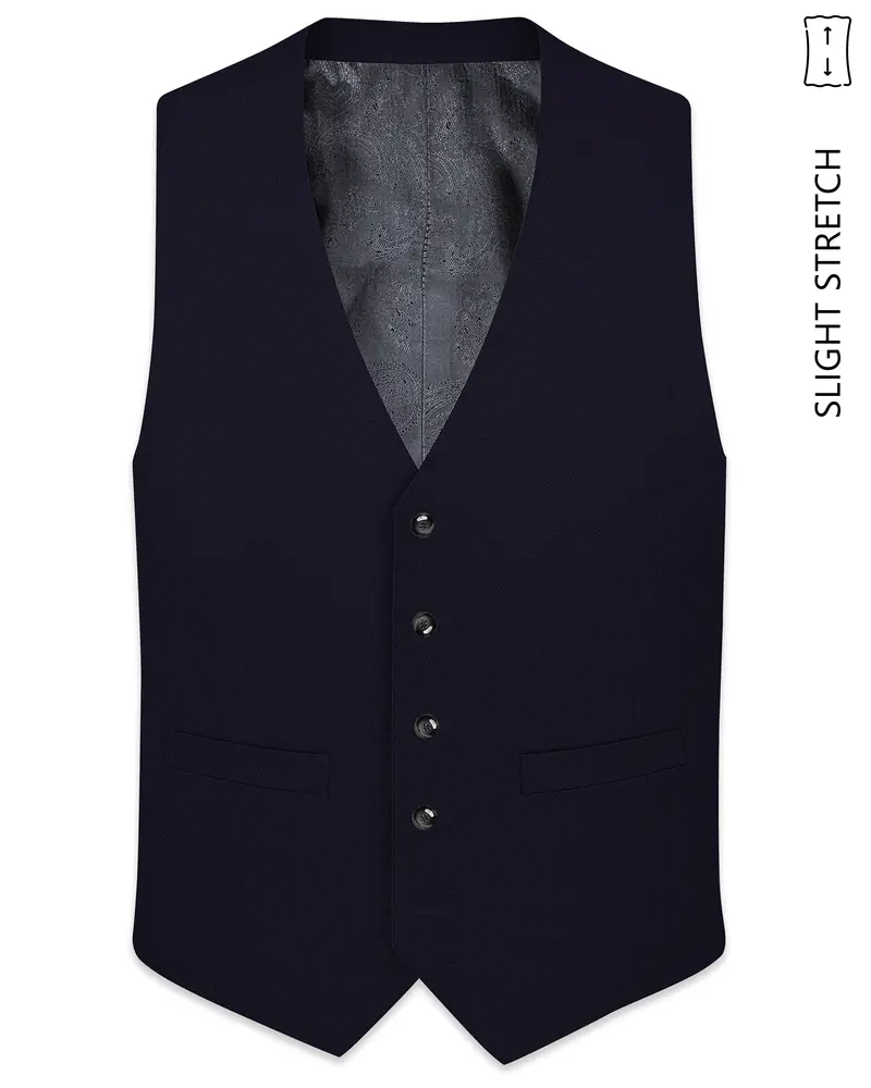 Monarch-Vulcan Blue Diamond Textured Wool Rich Slight Stretch Waistcoat 1