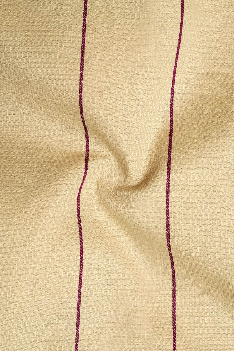 Mongoose Brown And Wine Striped Dobby Textured Premium Giza Cotton Shirt 3