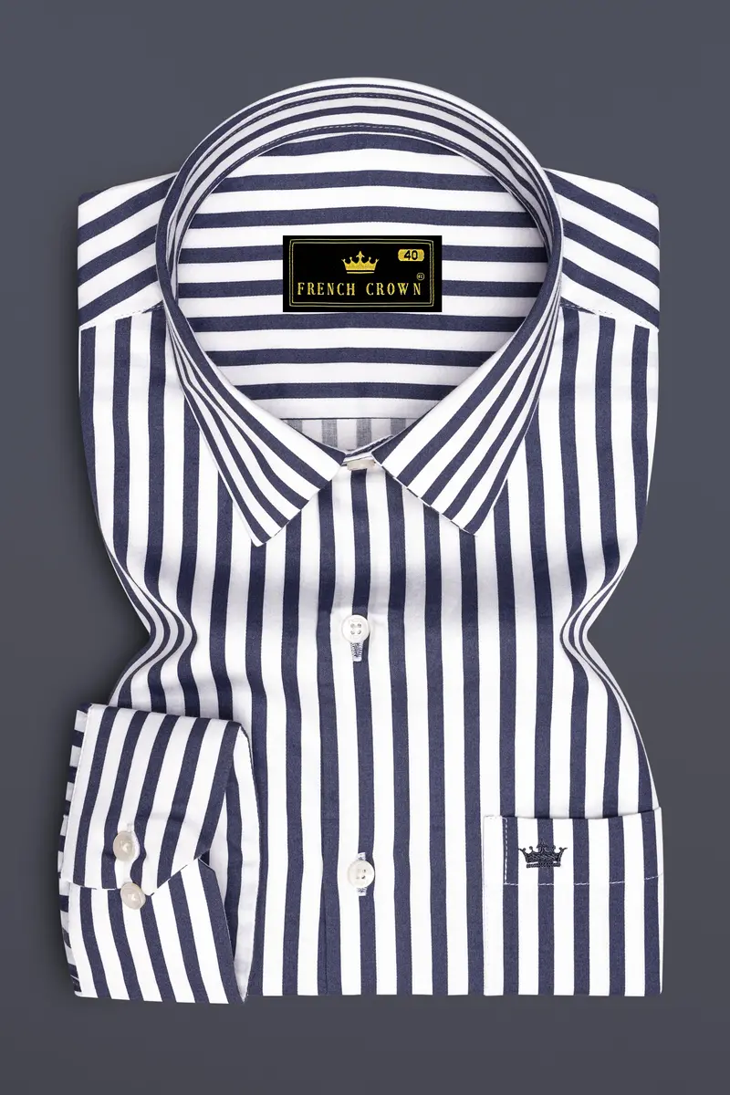 Monovelle-Storm Gray And Bright White Candy Striped Subtle Sheen Super Soft Premium Cotton Dress Shirt 4