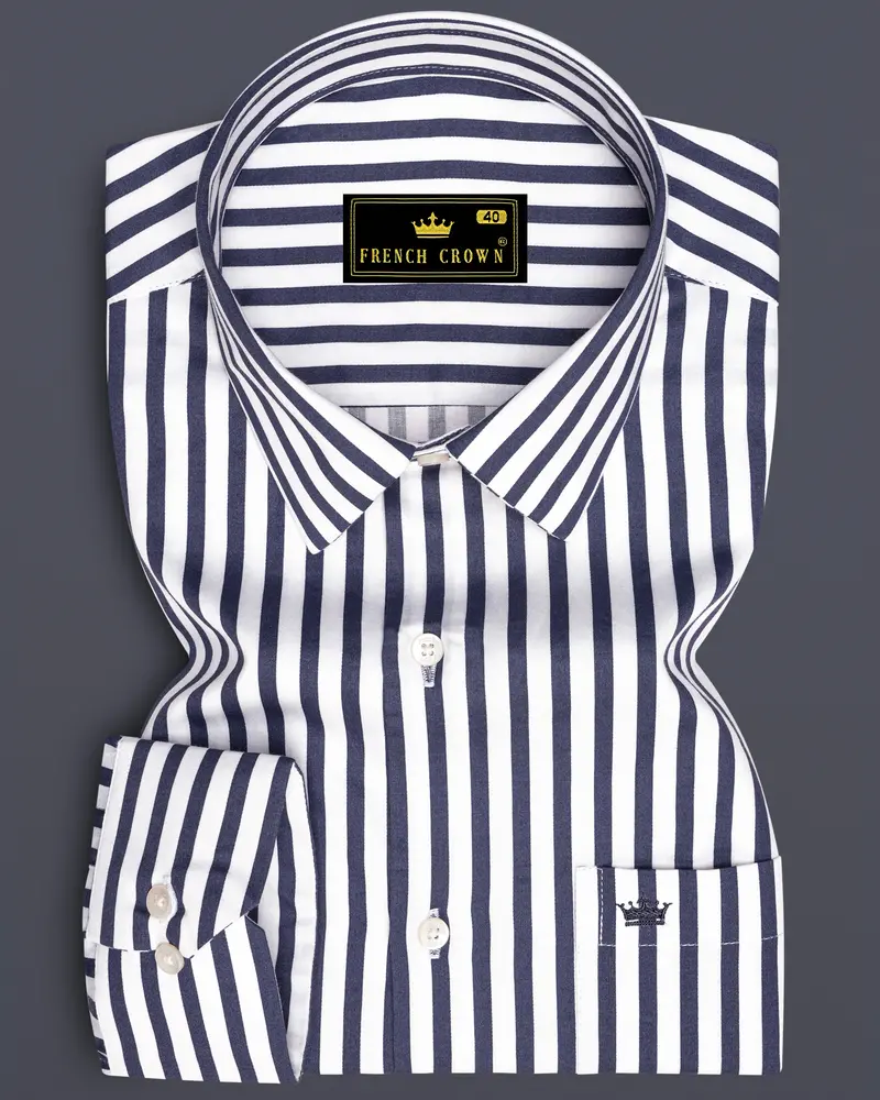 Monovelle-Storm Gray And Bright White Candy Striped Subtle Sheen Super Soft Premium Cotton Dress Shirt 6