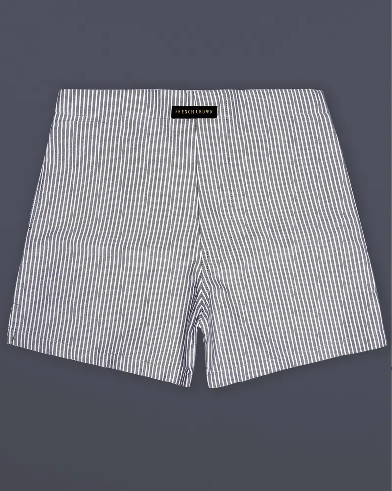 Monsoon Gray And Bright White Stripes Oxford Premium Cotton Boxer 1