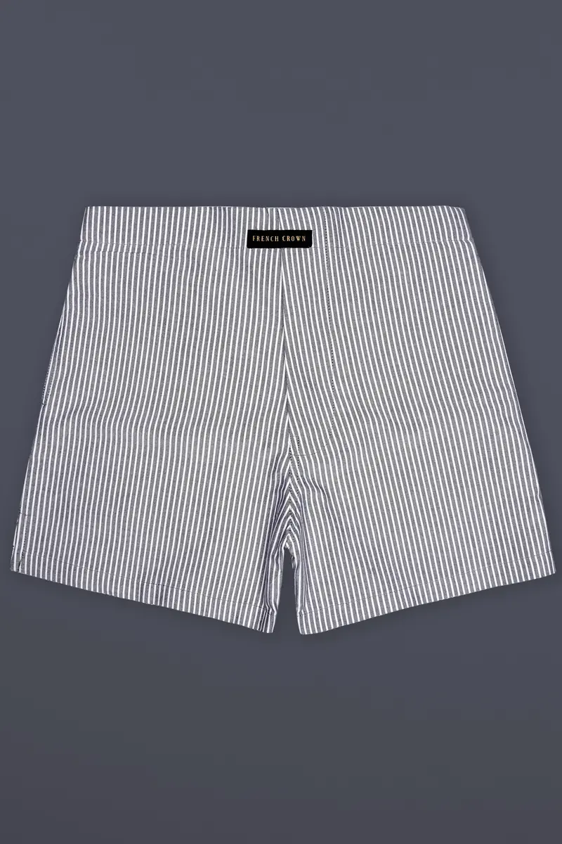 Monsoon Gray And Bright White Stripes Oxford Premium Cotton Boxer 2