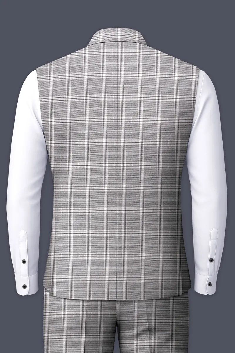 Monsoon Gray Plaid Wool Rich Nehru Jacket 4
