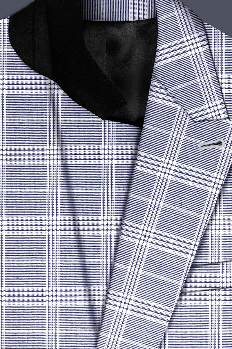 Monsoon Steel Gray Plaid Double-Breasted Blazer 4