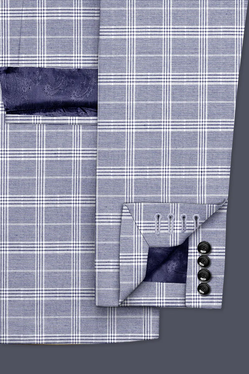 Monsoon Steel Gray Plaid Double-Breasted Blazer 6