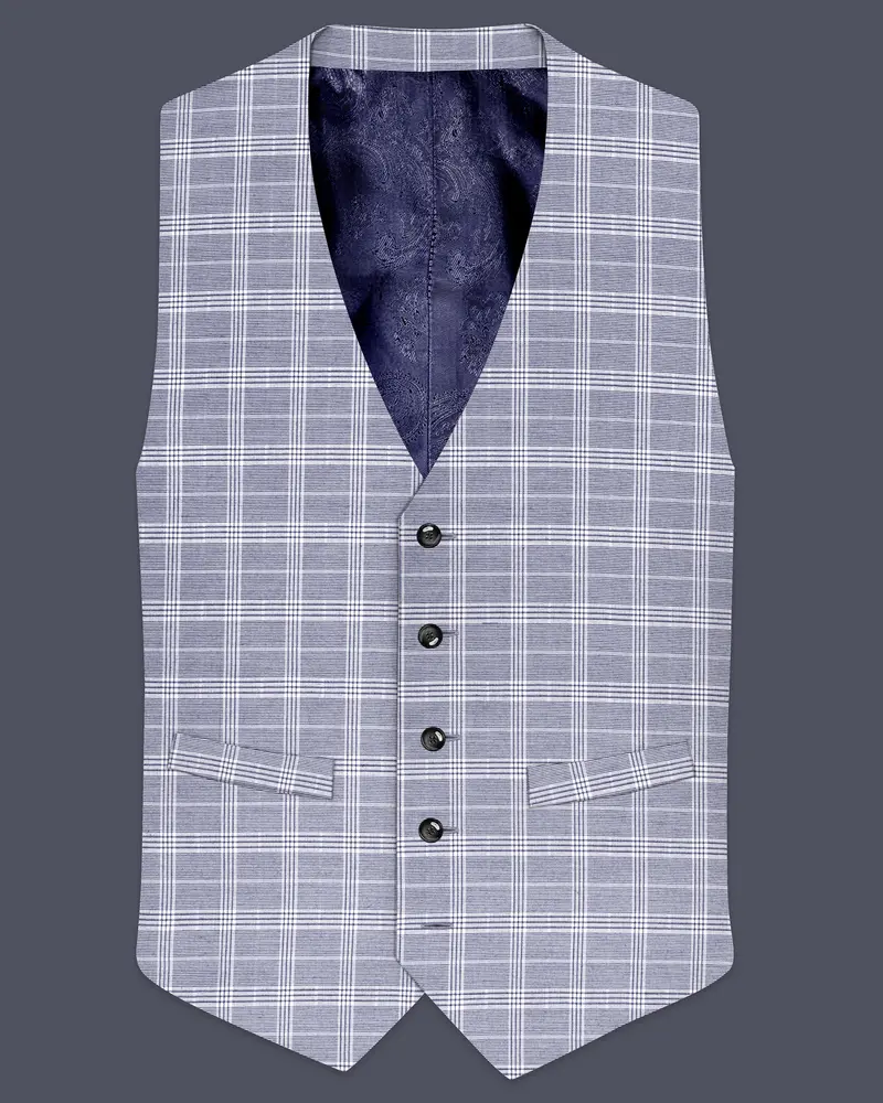 Monsoon Steel Gray Plaid Waistcoat 1