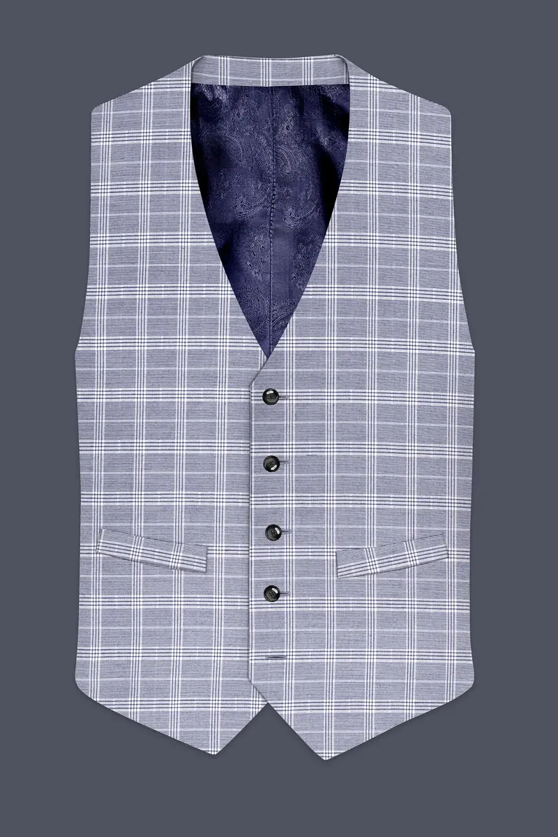 Monsoon Steel Gray Plaid Waistcoat 2