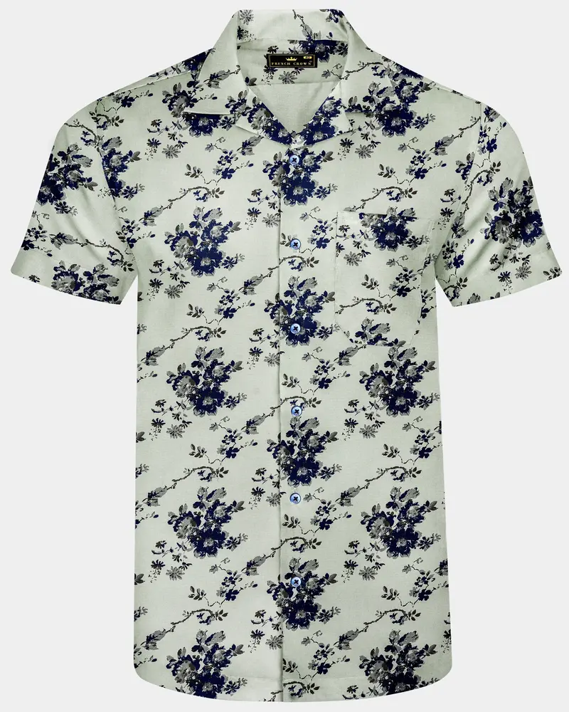 Montijo-Spanish Green Printed Oxford Premium Cotton Casual Shirt 1