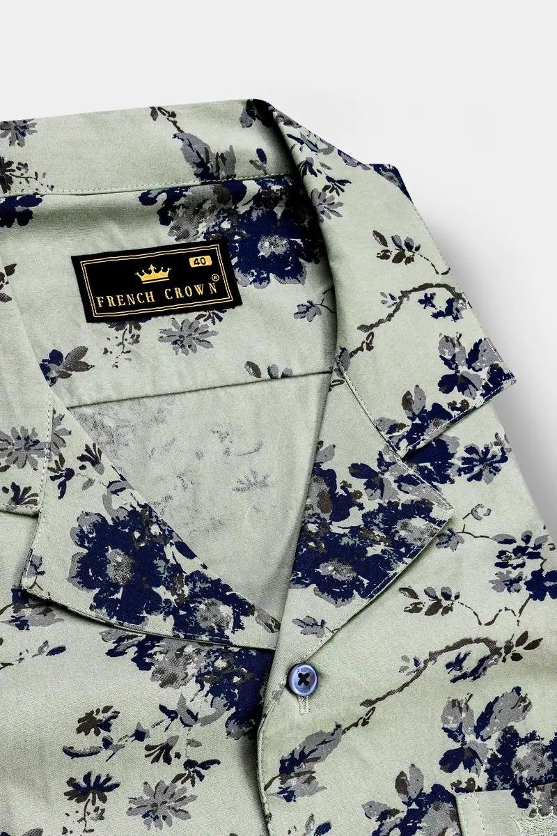 Montijo-Spanish Green Printed Oxford Premium Cotton Casual Shirt 4
