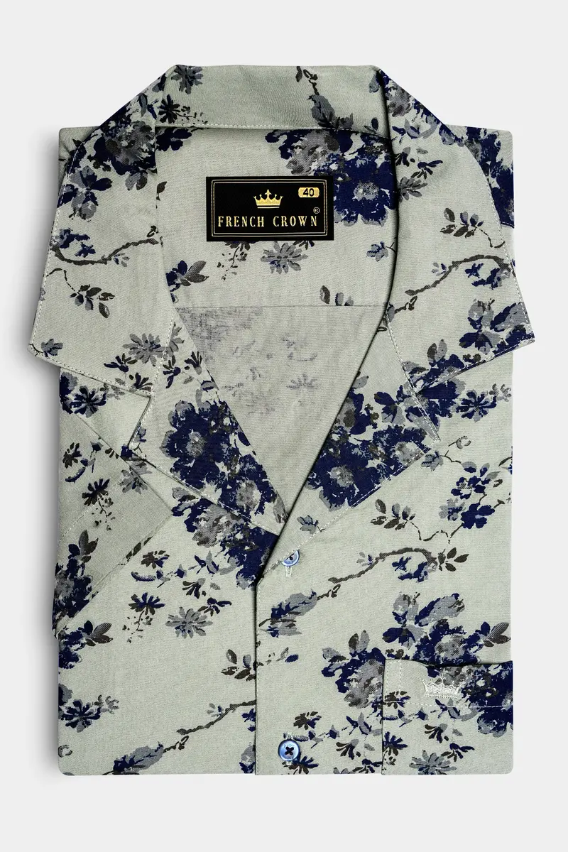 Montijo-Spanish Green Printed Oxford Premium Cotton Casual Shirt 5