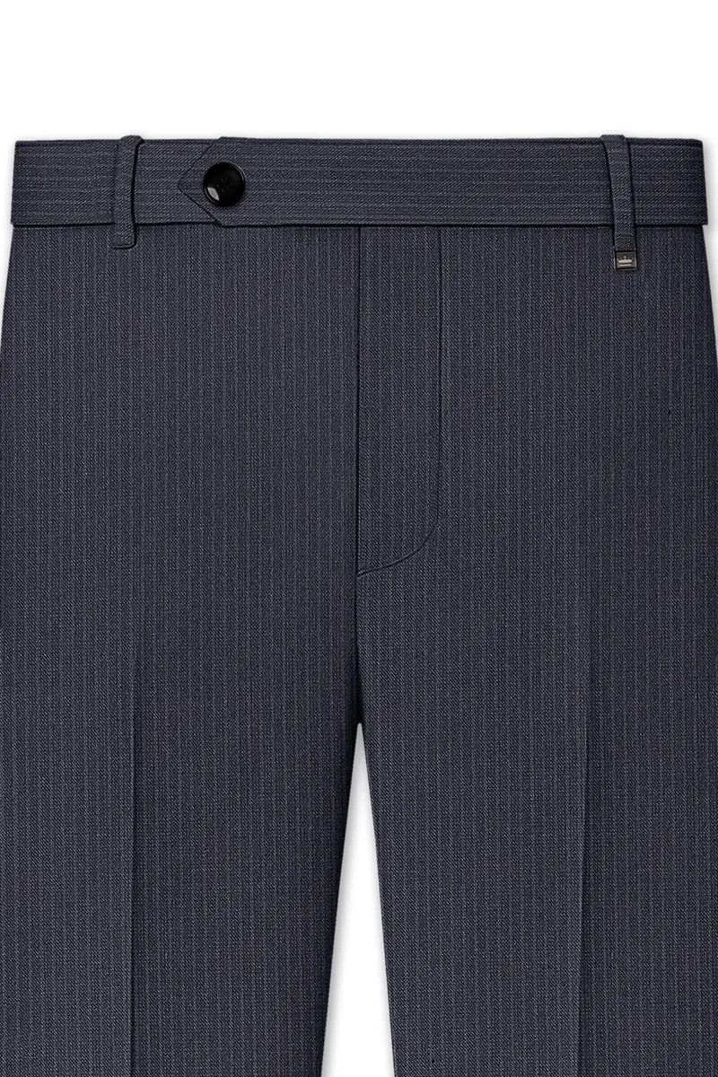 Monvex-Tuna Gray Pencil Striped Wool Rich Bandhgala Slight Stretch Suit 11