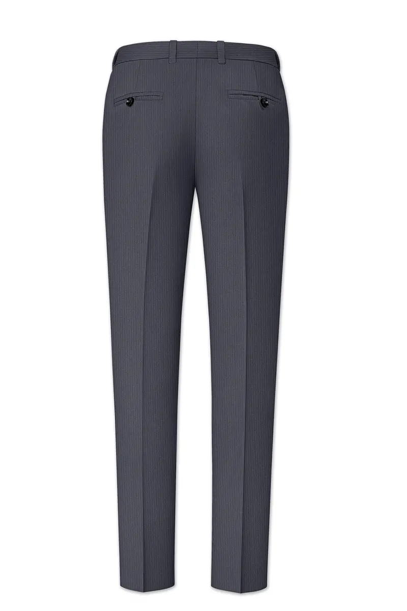 Monvex-Tuna Gray Pencil Striped Wool Rich Bandhgala Slight Stretch Suit 13