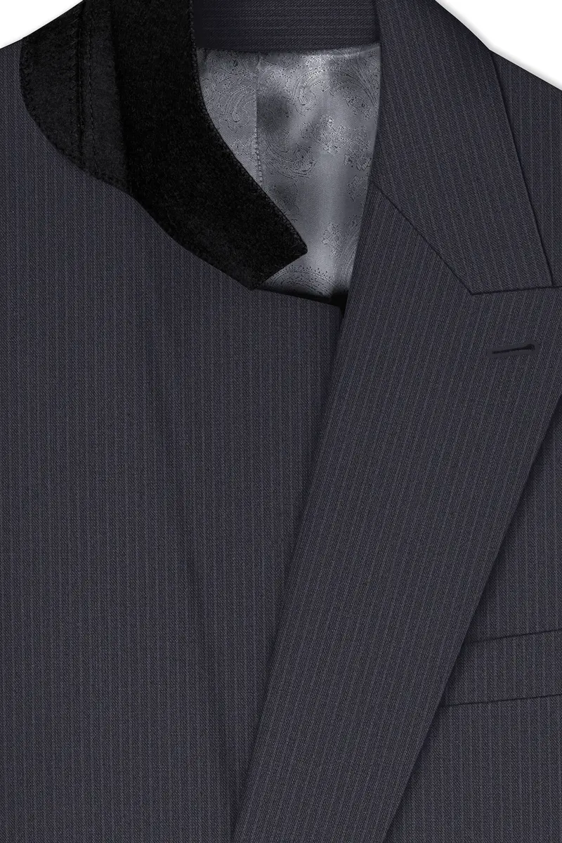 Monvex-Tuna Gray Pencil Striped Wool Rich Slight Stretch Double Breasted Blazer 4