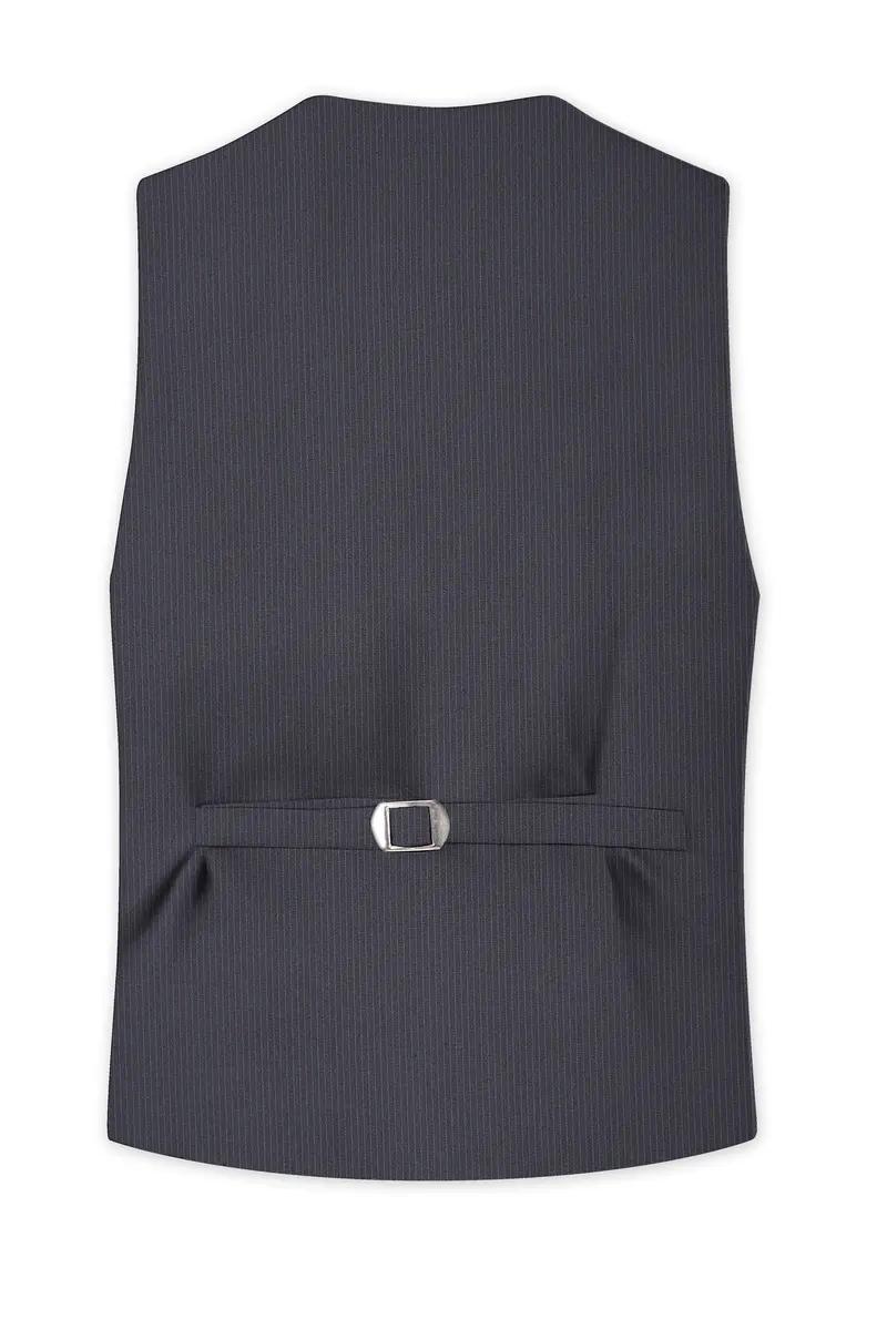 Monvex-Tuna Gray Pencil Striped Wool Rich Slight Stretch Waistcoat 4