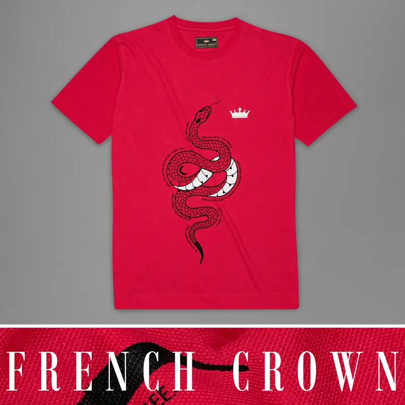 Monza Red Snake Printed Premium Cotton Pique T-Shirt 1