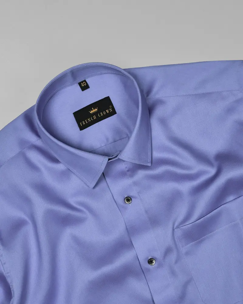 Moody Blue Twill Textured Premium Cotton Shirt 4