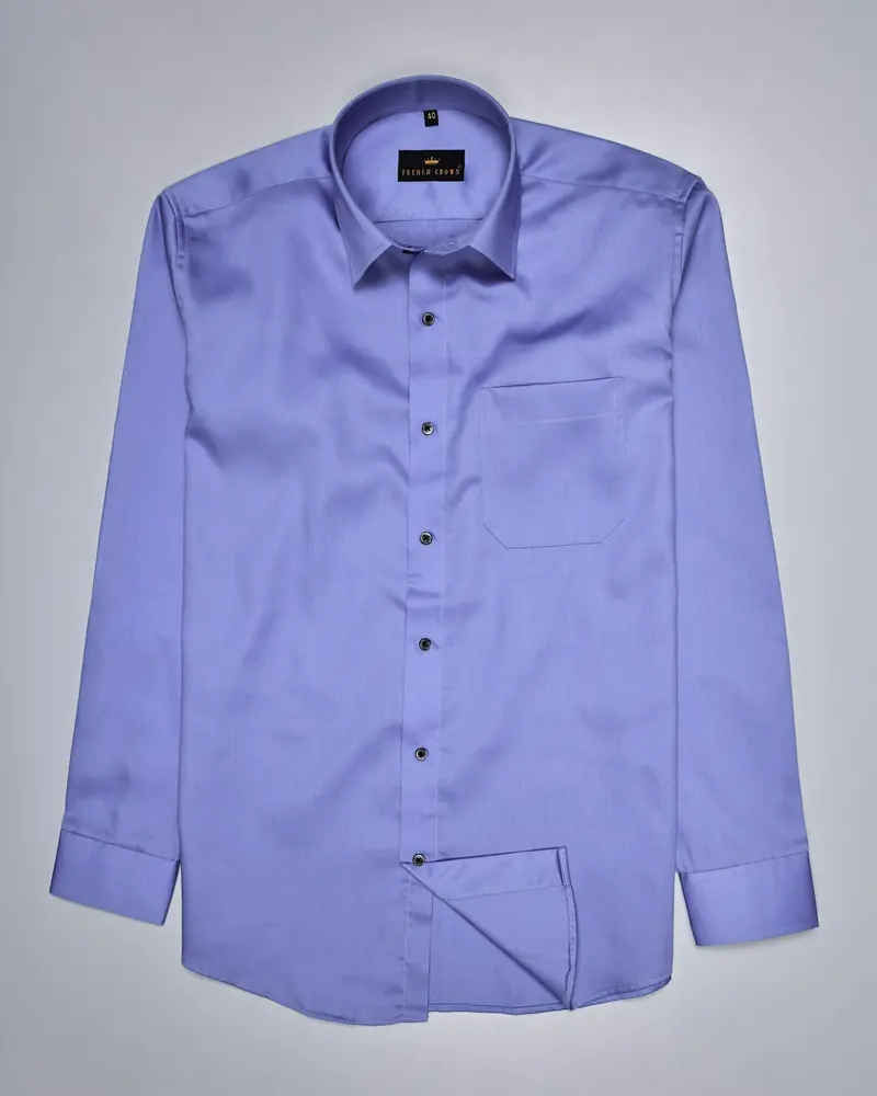 Moody Blue Twill Textured Premium Cotton Shirt 5