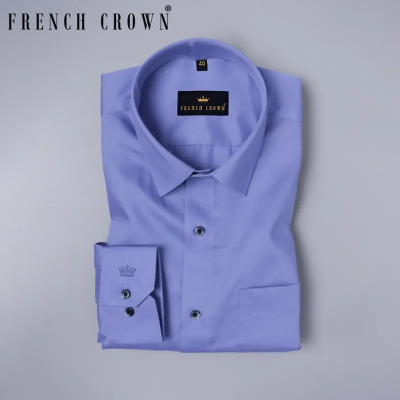 Moody Blue Twill Textured Premium Cotton Shirt 9
