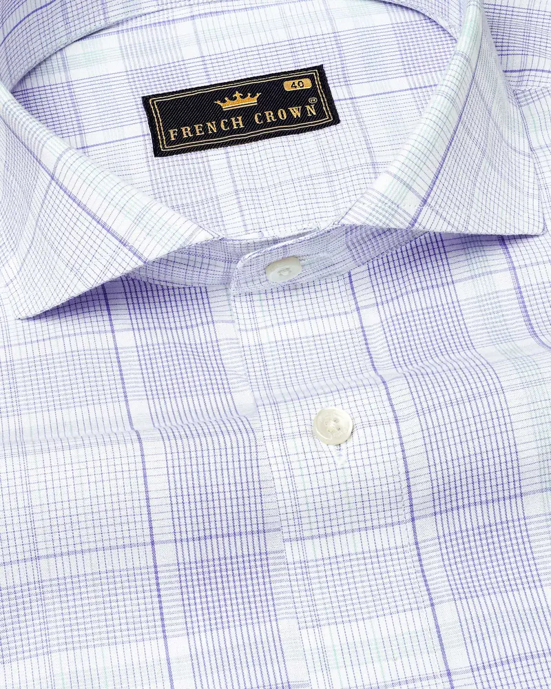 Moody Blue With White Plaid Premium Cotton Shirt 1