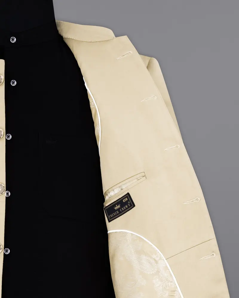 Moon Mist Beige Bandhgala Premium Cotton Stretchable Traveler Blazer 7