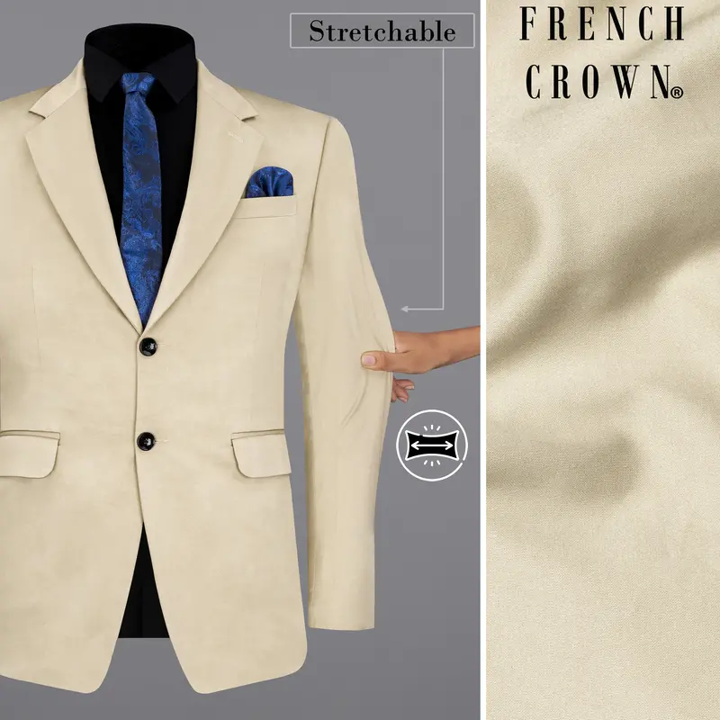 Moon Mist Beige Stretchable Premium Cotton Traveler Blazer 1