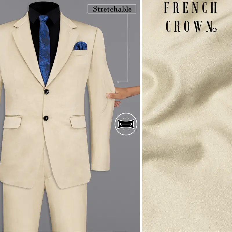 Moon Mist Beige Stretchable Premium Cotton Traveler Suit 1