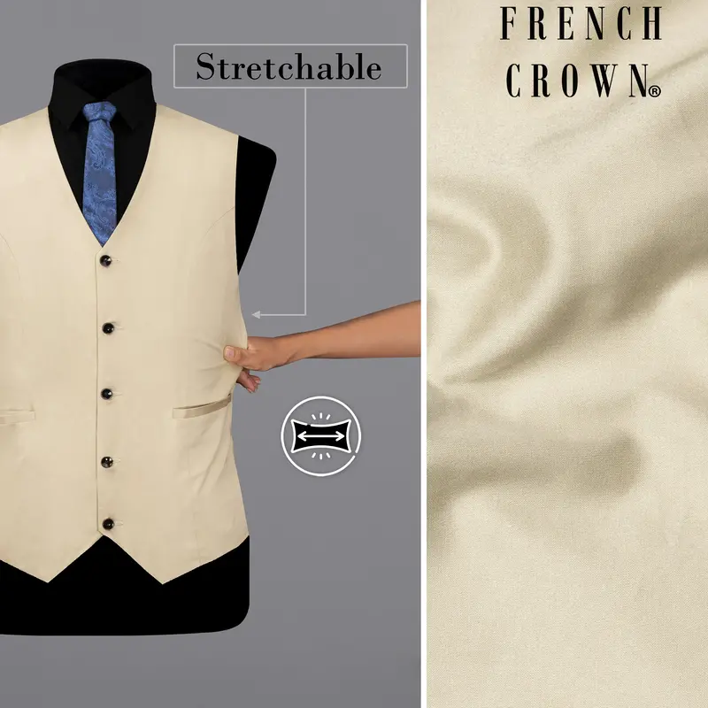 Moon Mist Beige Stretchable Premium Cotton Traveler Waistcoat 1