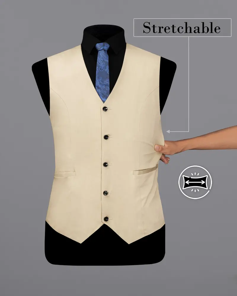 Moon Mist Beige Stretchable Premium Cotton Traveler Waistcoat 2