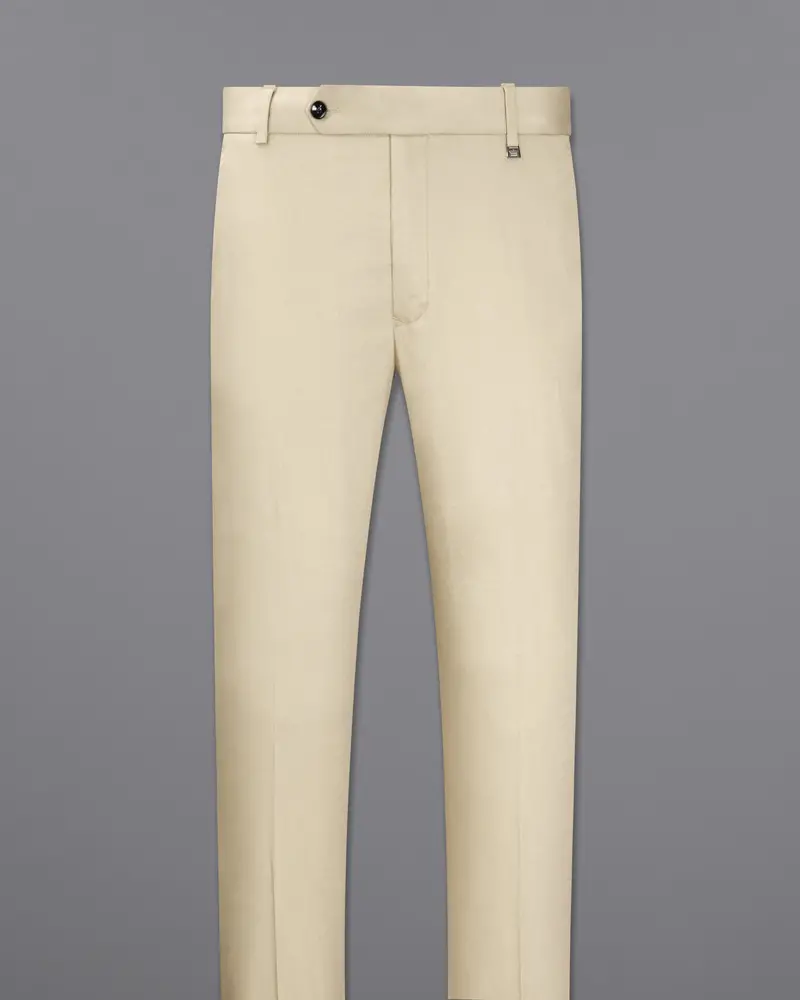 Moon Mist Beige With Black Lapel Stretchable Tuxedo Premium Cotton Traveler Suit 12