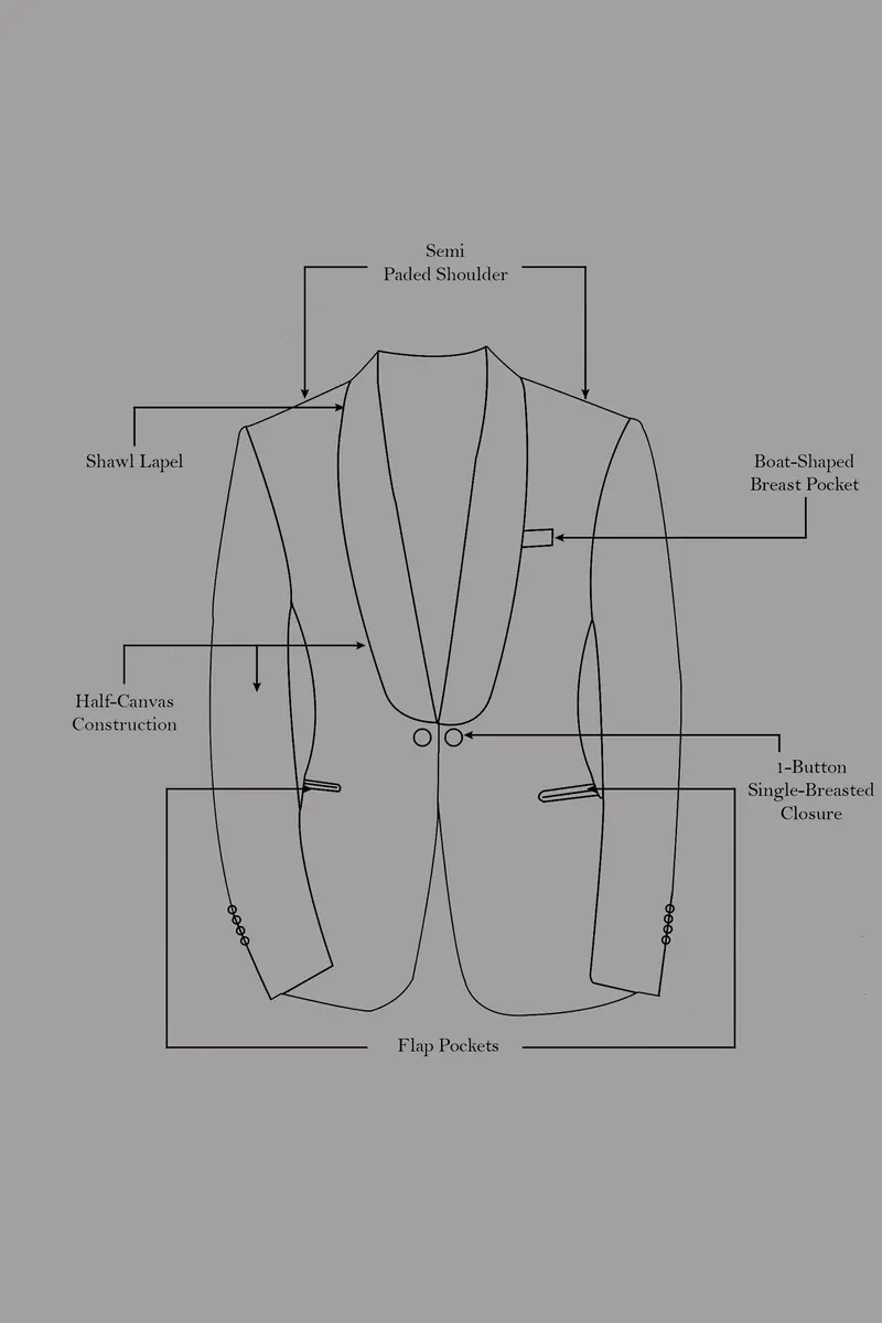 Moon Mist Beige With Black Lapel Stretchable Tuxedo Premium Cotton Traveler Suit 17