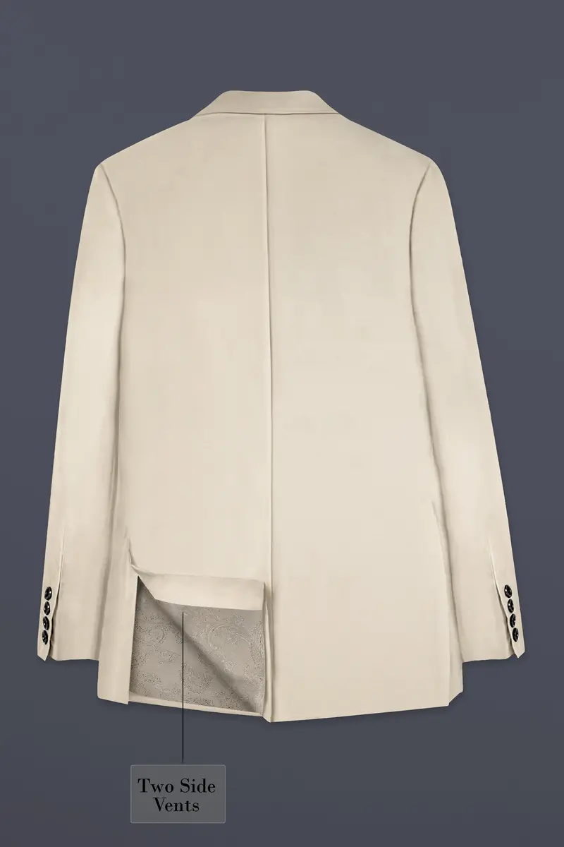 Moon Mist Cream Solid Wool Blend Double Breasted Blazer 8