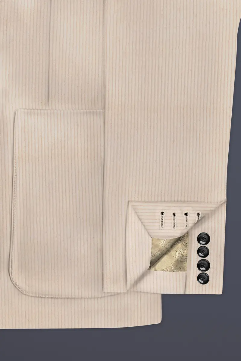 Moonbeam-Moon Mist Cream Textured Corduroy Premium Cotton Single Breasted Sports Blazer 6