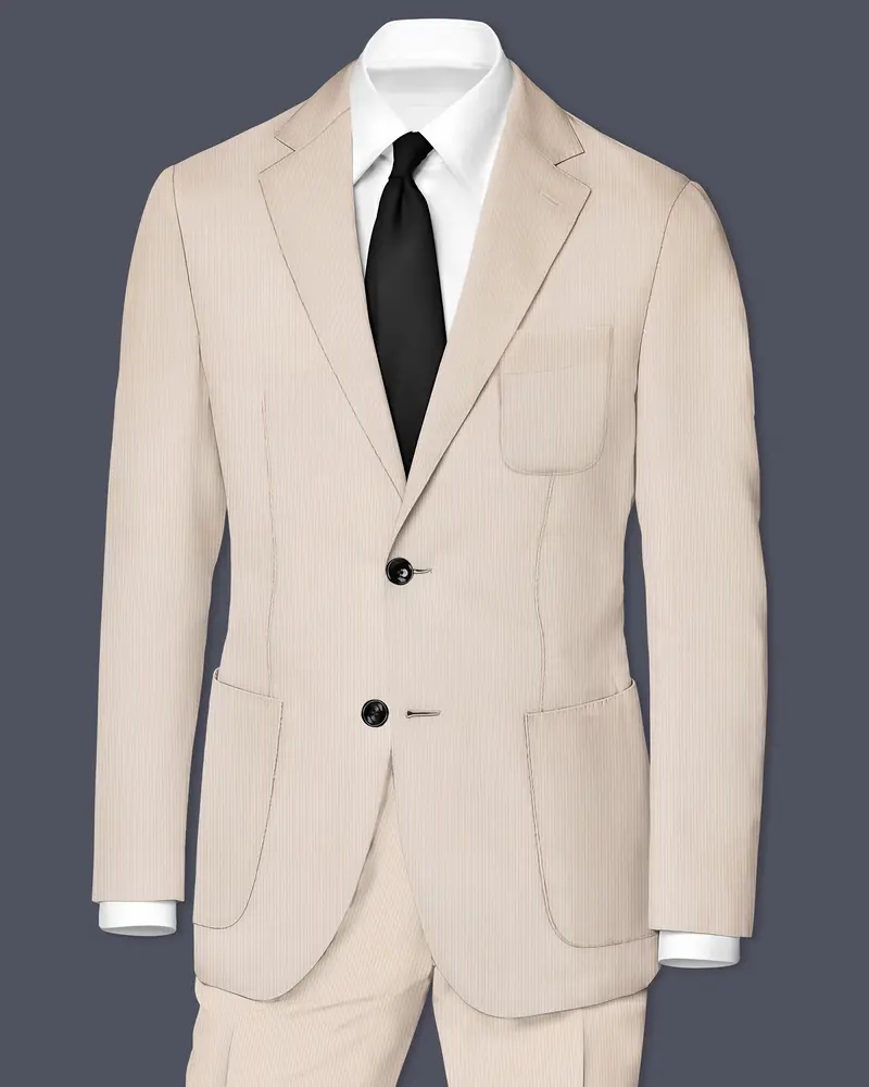 Moonbeam-Moon Mist Cream Textured Corduroy Premium Cotton Single Breasted Sports Suit 1