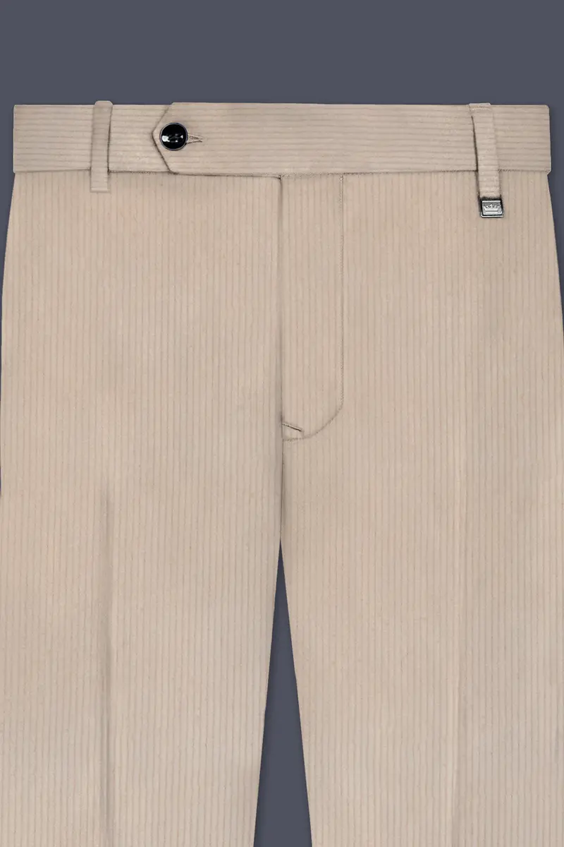 Moonbeam-Moon Mist Cream Textured Corduroy Premium Cotton Single Breasted Sports Suit 10