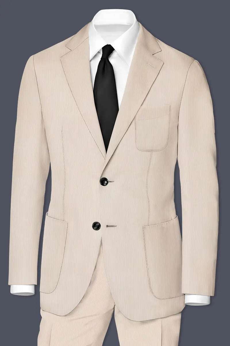 Moonbeam-Moon Mist Cream Textured Corduroy Premium Cotton Single Breasted Sports Suit 2