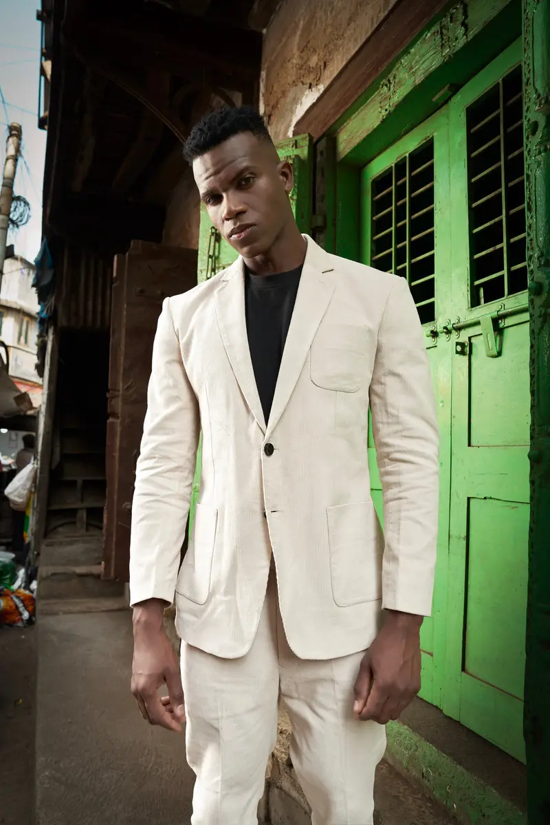 Moonbeam-Moon Mist Cream Textured Corduroy Premium Cotton Single Breasted Sports Suit 22
